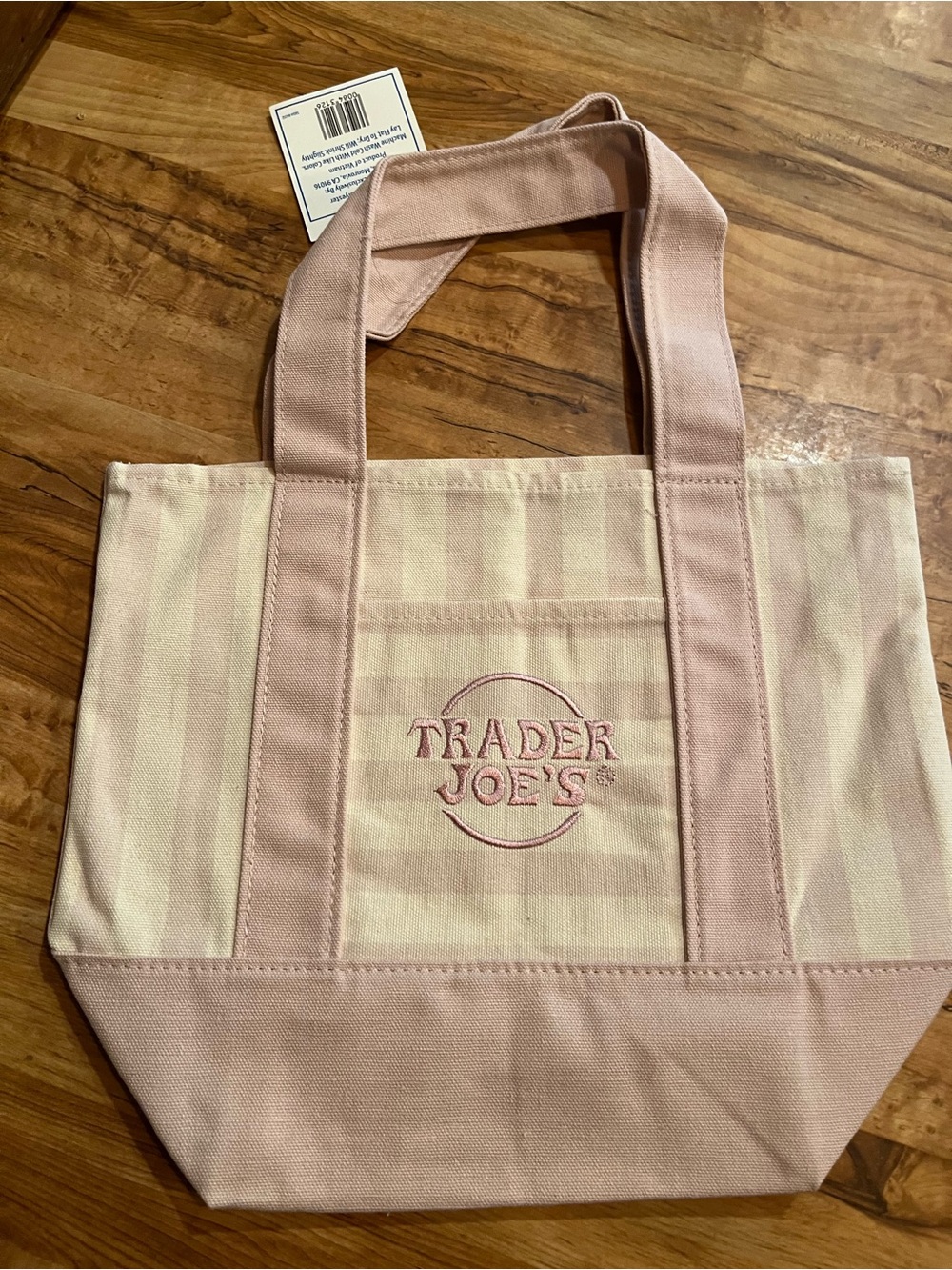 Trader Joe's Pink Stripe Summer edition Canvas Tote